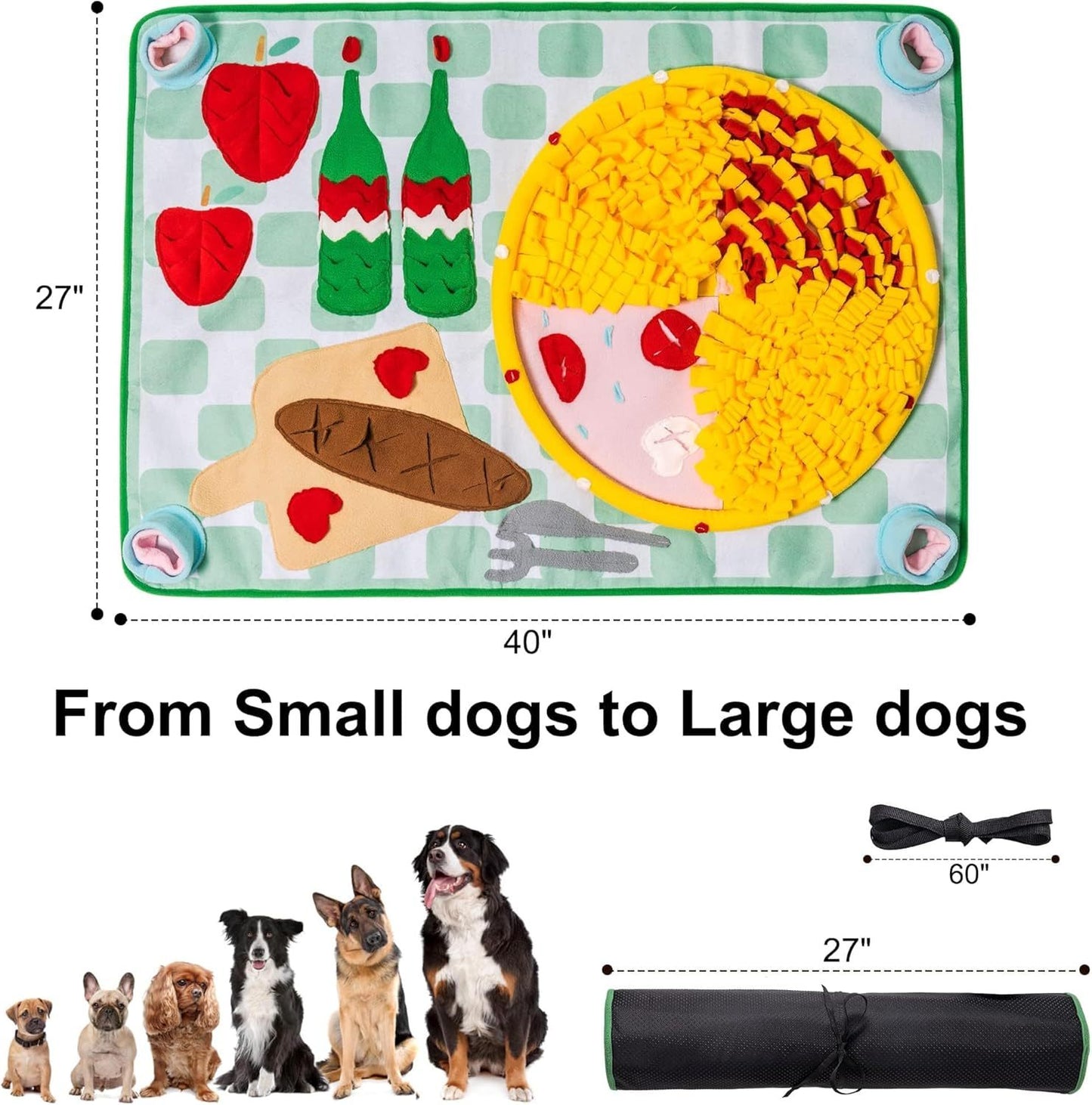 Washable Snuffle Mat For Dogs - Slow Feeder Puzzle Mat For Large & Small Dogs, Mental Stimulation Toy For Boredom Relief & Scent Training 16'' Round, Blue