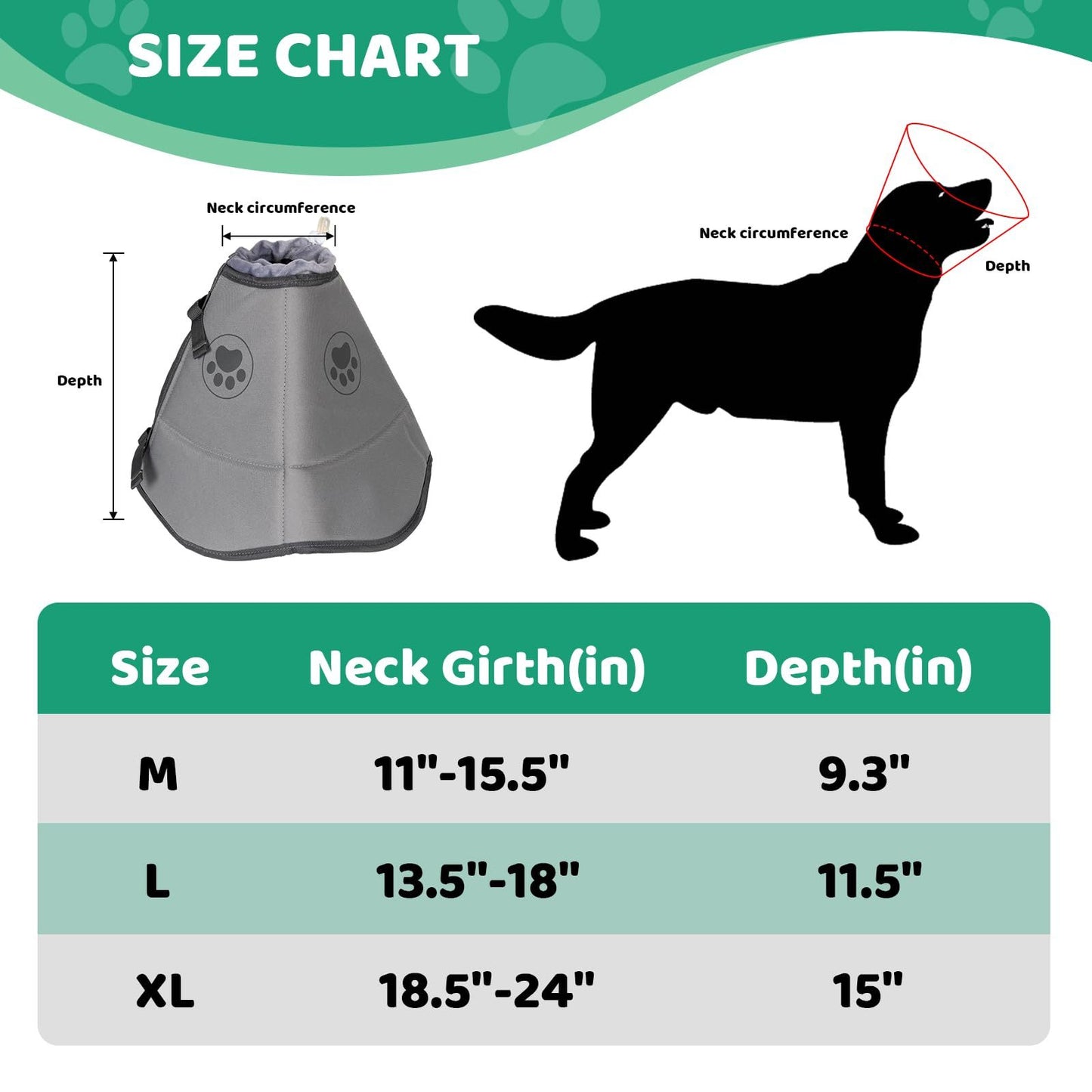 LARGE Dog Cone For After Surgery, Breathable Soft Dog Cone For Large Medium Small Size Dog, Adjustable Drawstring And Buckle