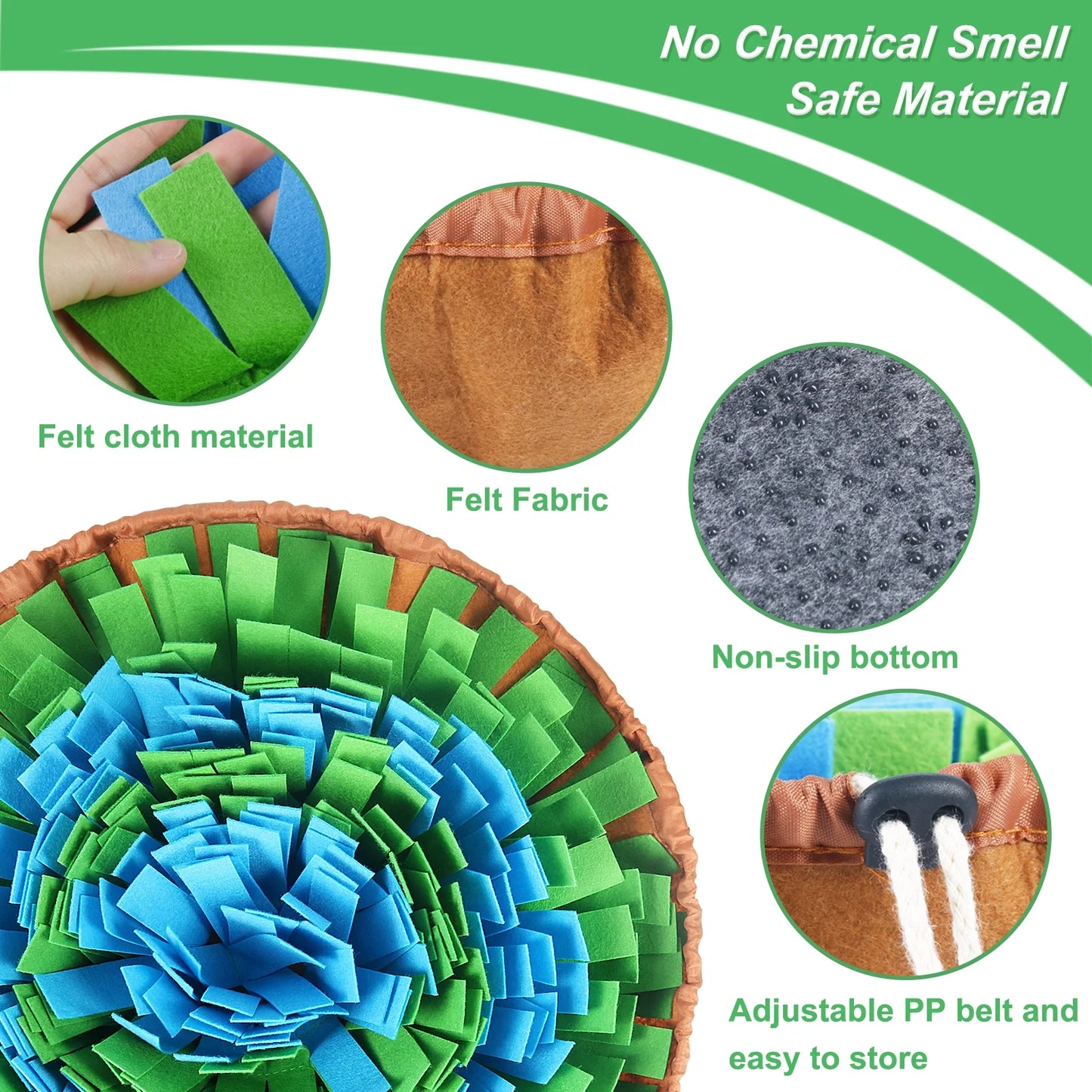 Snuffle Mat for Dogs, Adjustable Dog Feeding Mat for Smell Training and Slow Eating, Interactive Dog Food Mat and Bowl Encourages Natural Foraging Skills and Stress Relief ( 17*17 Inch)