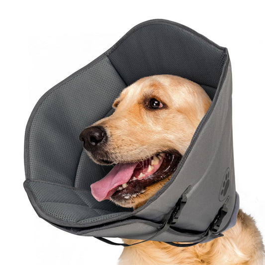 LARGE Dog Cone For After Surgery, Breathable Soft Dog Cone For Large Medium Small Size Dog, Adjustable Drawstring And Buckle