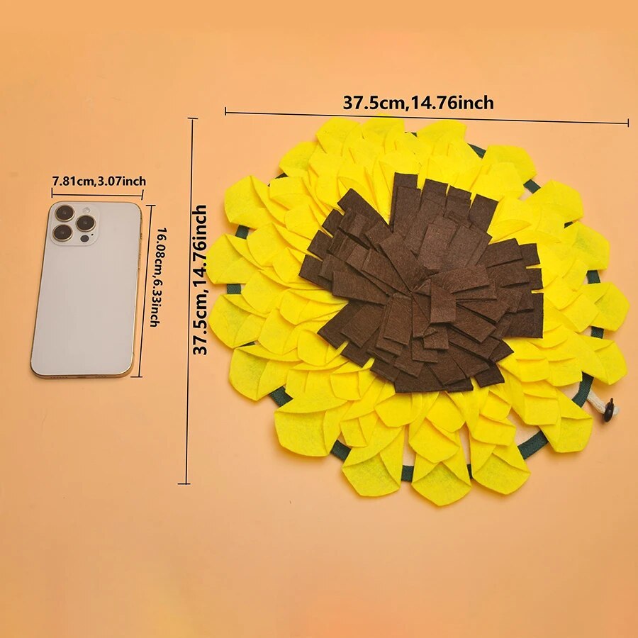 Washable non Slip Dog Sniffing Snuffle Mat.  Sunflower