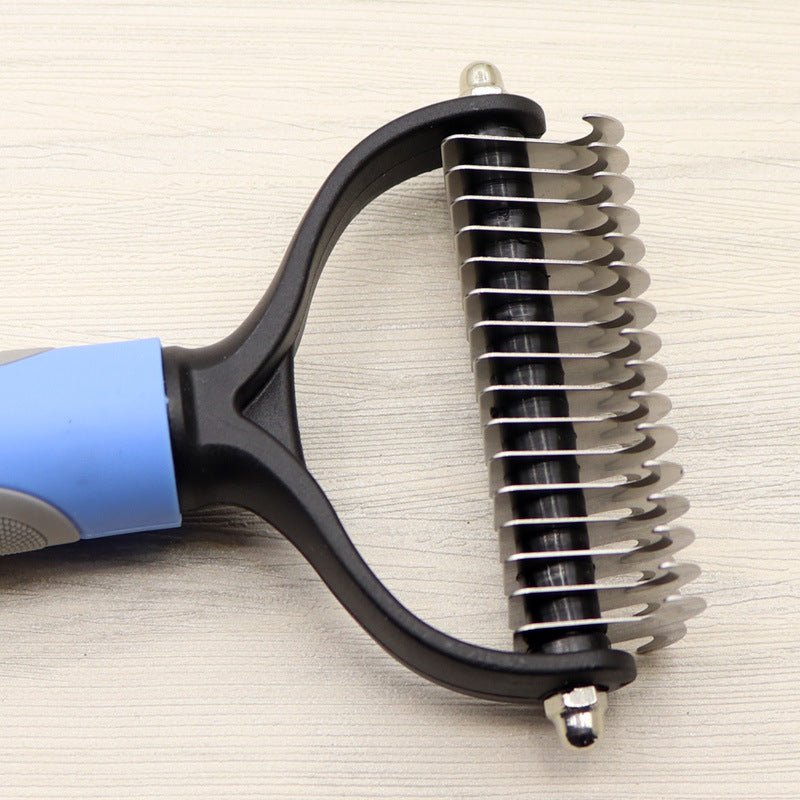 De-mat, De-knot Comb Double-sided Blade for double coated and long haired Dog