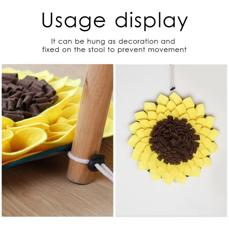 Washable non Slip Dog Sniffing Snuffle Mat.  Sunflower