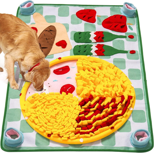 Washable Snuffle Mat For Dogs - Slow Feeder Puzzle Mat For Large & Small Dogs, Mental Stimulation Toy For Boredom Relief & Scent Training 16'' Round, Blue