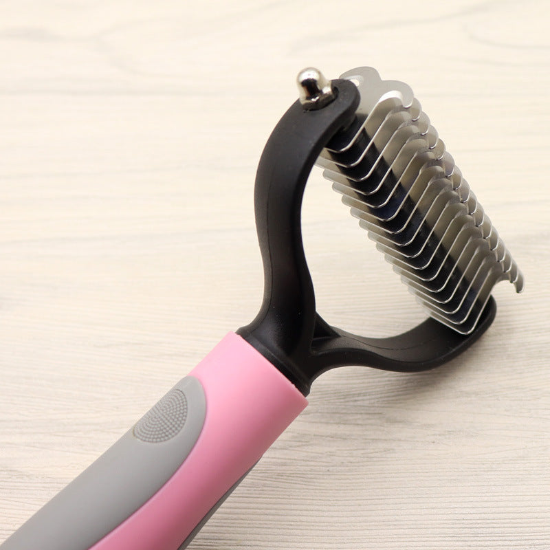De-mat, De-knot Comb Double-sided Blade for double coated and long haired Dog