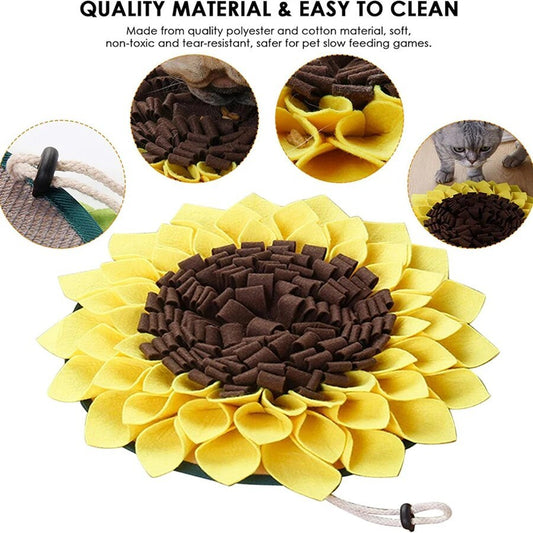 Washable non Slip Dog Sniffing Snuffle Mat.  Sunflower