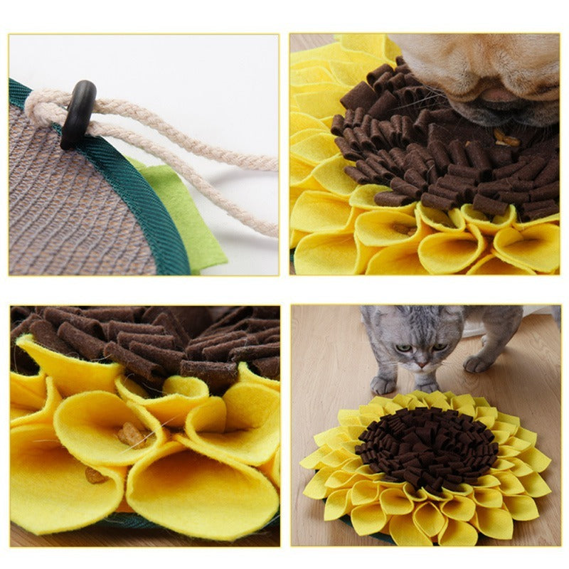 Washable non Slip Dog Sniffing Snuffle Mat.  Sunflower